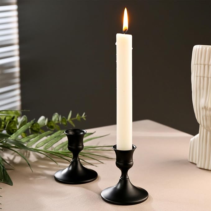 Vintage Black Taper Candle Holders Set of 6, Metal Candlestick Holders Elegant Handcrafted Décor for Weddings, Dining & Meditation,Table Centerpiece, Party, Christmas Decoration or Home Decor