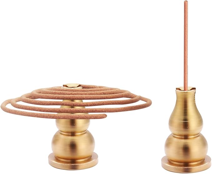 Miupoo Incense Holder, Coil Incense Burner, Incense Cone Burner, Incense Sticks Burner, 3 Styles Brass,6 Pieces