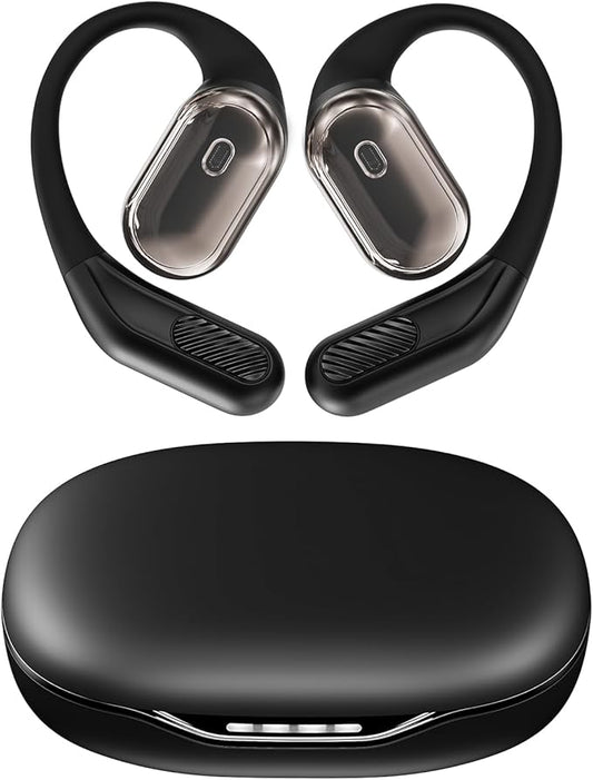 Open-Ear Headphones, Over Ear Earbuds with Ear Hooks, True Wireless Bluetooth Earphones with Microphone, Touch Control, Clear Calls, 60H Playtime, IPX7 Waterproof for Running and Workouts