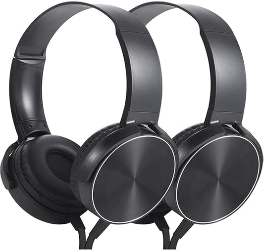 Kids Headphones 2 Pack for School Classroom Students Teens Children Toddler Boys Girls and Adult (HY450, 2 Black)