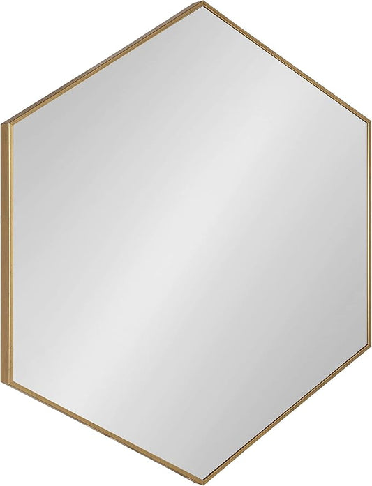 Kate and Laurel Rhodes 6-Sided Hexagon Wall Mirror, 30.75x34.75 Gold