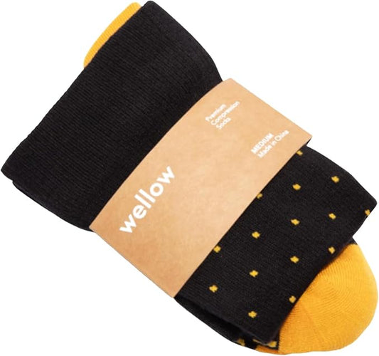 Wellow Premium Socks (Compression Socks - Regular) for Men & Women, Made with Viscose from Bamboo, Knee High, 18-25 mmHg