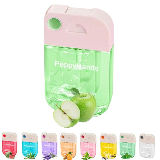 PeppyHands Hand Sanitizer, Hand Sanitizer Spray, Hydrating Spray for Hand, Portable Sanitizer spray Set ﻿for Travel Size, 500-Sprays Each Multi-Flavor (Green Apple)