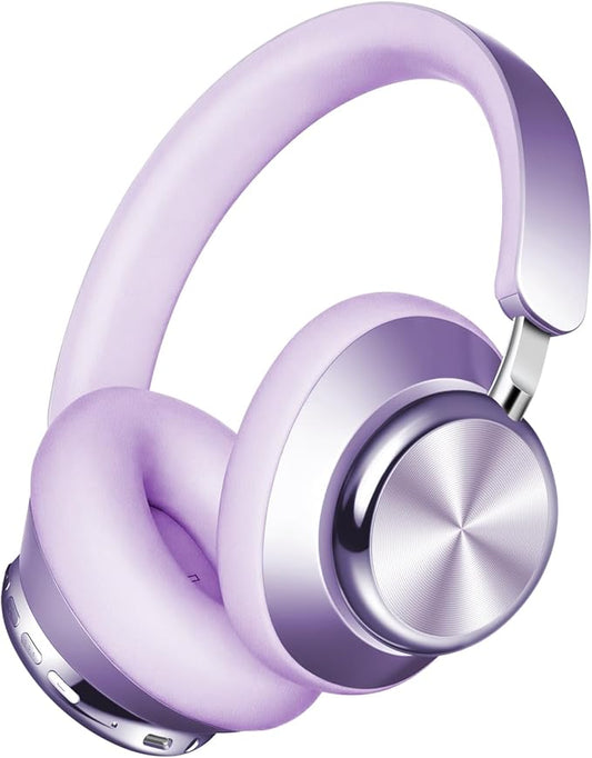 Wentronic Y03 Bluetooth Headphones Wireless Active Noise Cancelling Over Ear Headphones 48 Hours Playtime High Sound Quality 6 EQ Music Mode Headphones with Soft Ear Cushion - Purple