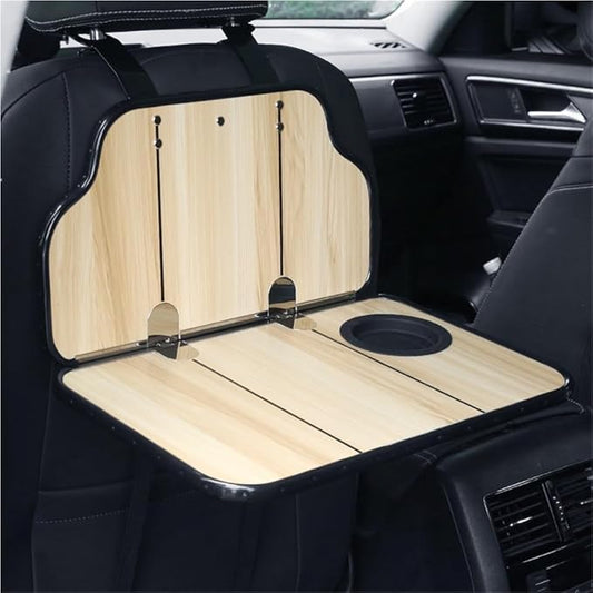 Folding Wood Car Back Seat Food Tray Table, Multi-Functional Car Seat desk for Eating, Working, Writing, Traveling(Natural)