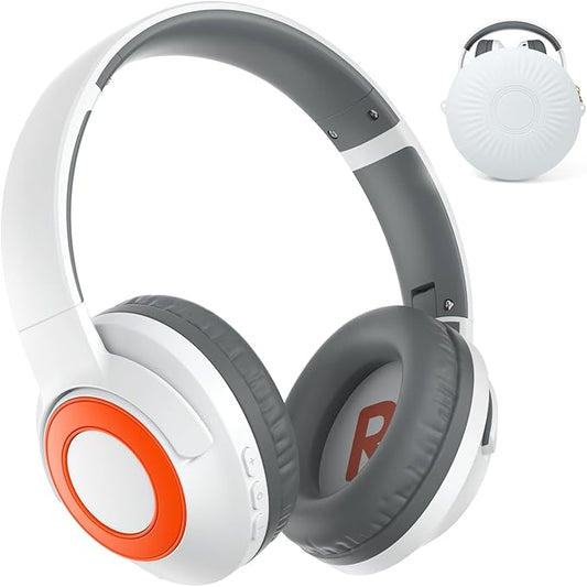 Kids Bluetooth Headphones with ANC, Wireless Over-Ear Headset for Boys and Girls, Foldable & Adjustable, Ideal for School, Travel and Online Learning (White)