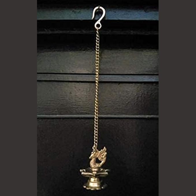 athizay Brass Diyas for Pooja Virgin Brass Indian Diya Set | Oil lamp Sets for Gifting | Home Decor to be Used with Cotton Wick or moli (Art Deco Peacock Diya)