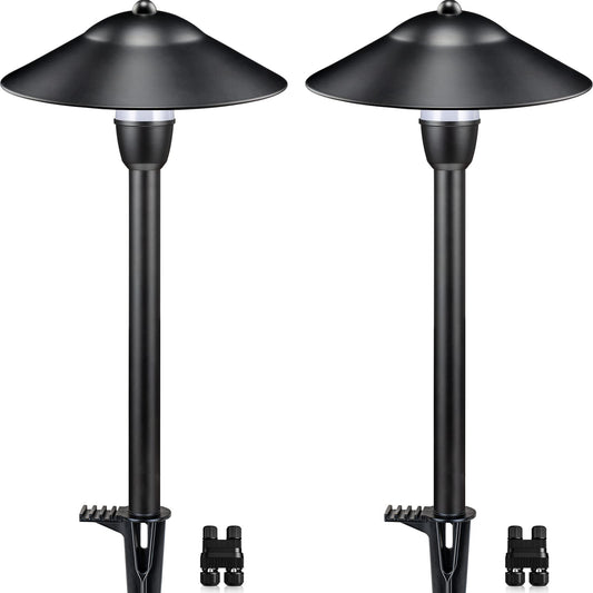 SUNVIE LED Pathway Lights 12-24V 3W IP65 Waterproof Aluminum Black 2 Pack