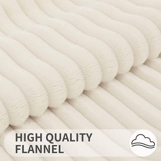 Simmore Decorative Spring Throw Pillow Covers 18x18 Set of 2, Soft Natural Plush Flannel Double-Sided Fluffy Couch Pillow Covers for Sofa Living Room, Cream White