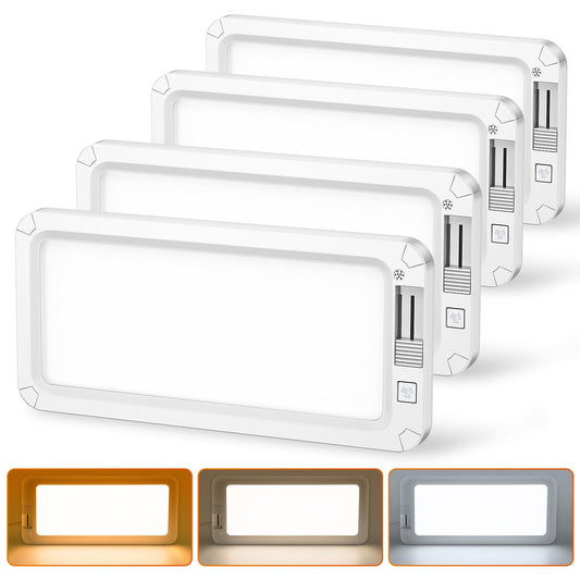 SEALIGHT RV Interior Lights, 3 Color Dimmable LED Fixtures, 1500LM, Warm Cool Natural White, Pack of 4