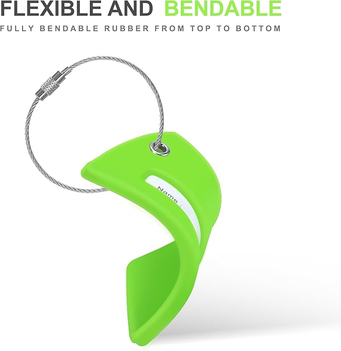 Gostwo 2 Pack Silicone Luggage Tags for Suitcases, 26 Initial Letter Baggage Labels Handbag School Bag Suitcase Instrument Tag with Stainless Steel Loop(Green)(Letter K)