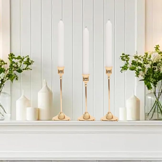 Candlestick Holders 30 PCS, Metal Taper Candle Holder, Gold Candle Holders for Pillar Candles, Vintage Dining Table Centerpiece Decorations for Wedding Party Christmas Halloween Decor