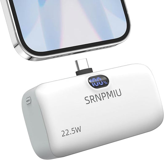 Portable Charger for iPhone 17/16/15 Series, 12000mAh Mini Power Bank with Built-in USB C Connector, 22.5W Fast Charging Battery Pack for Samsung Galaxy S25/S24/S23 Series, iPad etc (White)
