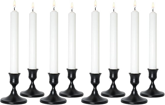 Taper Candle Holders, Black Candlestick Holders for Table Centerpieces, Weddings, Parties, Anniversaries and Home Decor, Elegant Candle Holders, Set of 8