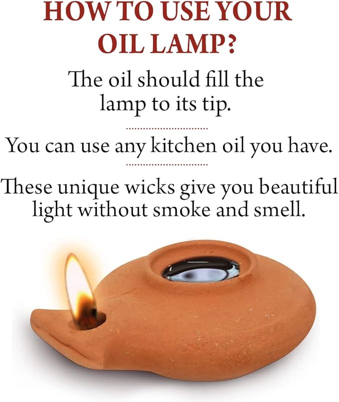 Biblical Herodian Clay Oil Lamp with Jar - Authentic Terracotta Replica from Holy Land Archaeological Finds - Handmade Christian & Jewish Faith Artifact