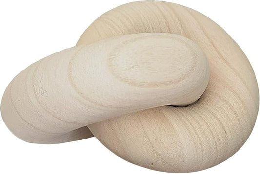 Wood Knot Decor Natural-2 Link Wooden Chain Link Coffee Table Wooden Knot Decorative Boho Farmhouse Rustic for Living Room Bookshelf Objects Ornament