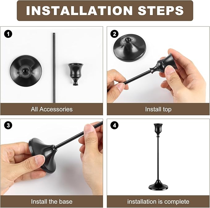 Candlestick Holders, 6PCS Metal Taper Candle Holder, Black Candle Holders for Candlesticks, Candle Holder for Wedding Fireplace Mantel Housewarming Gift