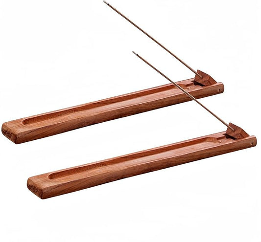 2 Packs Wood Incense Holder for Sticks with Adjustable Angle, Incense Stick Holder with Ash Catcher,Stick Incense Burner,9.8 Inches