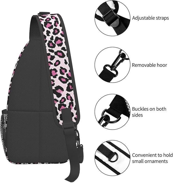 QFXUYNG Leopard Print Adult Sling Bag Unisex Chest Bags Crossbody Backpack Casual Daypacks Shoulder Bag for Women Men Cycling Hiking Travel