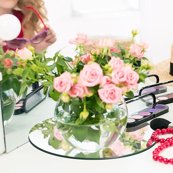 19 Pcs Mirror Centerpieces for Tables, Acrylic Round Small Mirror Trays Decoration Candle Plate Mirrors for Wedding Table Centerpiece Baby Shower Christmas Party Decor and Crafts (12inch/30cm)