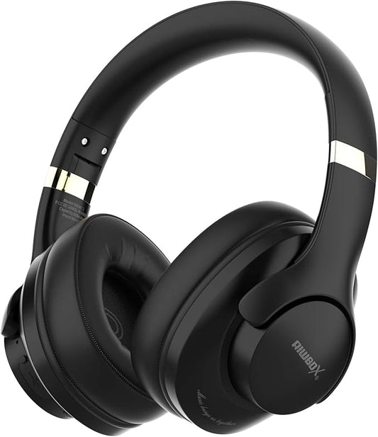 Riwbox NC3 Noise Cancelling Headphones,Bluetooth Over Ear Wireless Headphones,60H Playtime,Hi-Res Audio, Foldable,Bluetooth V5.4,Comfort&Immersion for Work,Commuting (Black)
