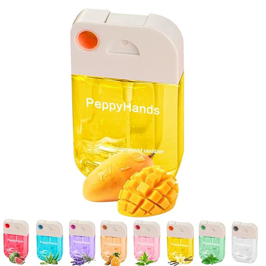 PeppyHands Hand Sanitizer, Hand Sanitizer Spray, Hydrating Spray for Hand, Portable Sanitizer spray Set ﻿for Travel Size, 500-Sprays Each Multi-Flavor (Mango)
