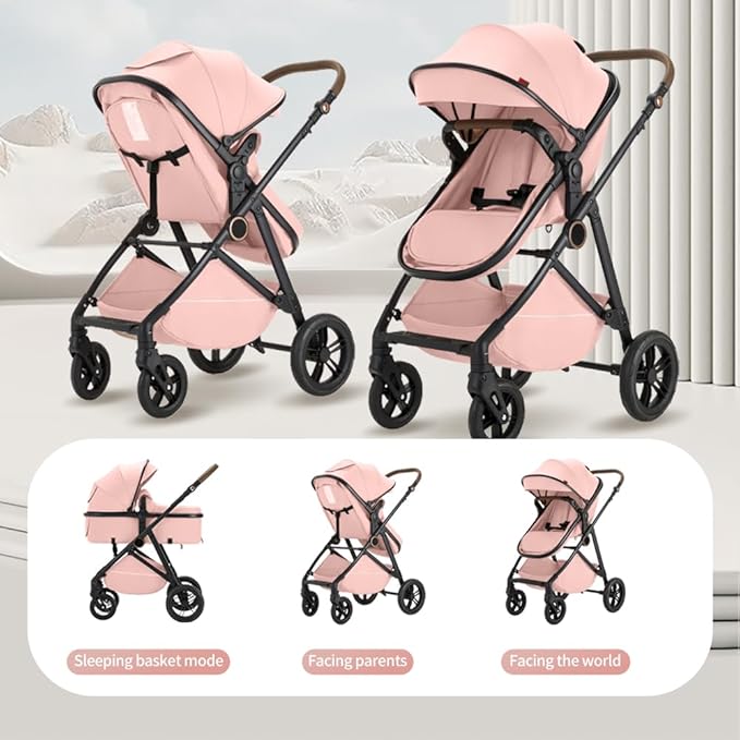 Premium High Chair Stroller: Reversible Seat for Bonding & Ultra-Smooth Fold (Brown)