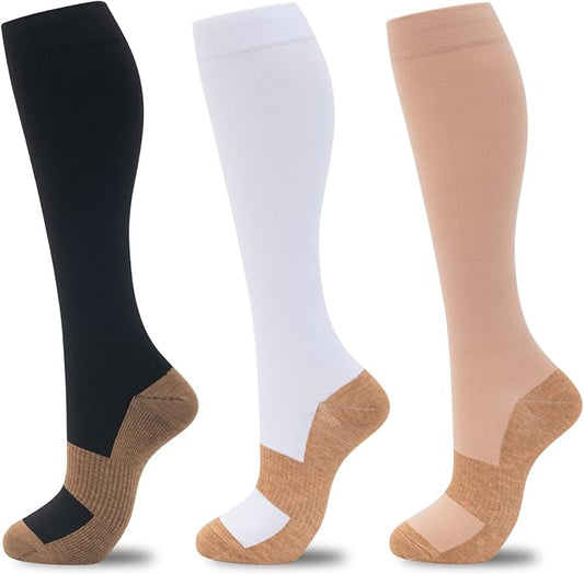 fenglaoda Compression Socks for Women Men 3 Pairs Graduated Compression Support Circulation Socks for Nurses