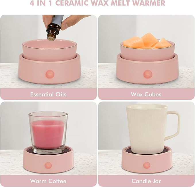 Bobolyn Candle Warmer for Scented Wax Melts 4-in-1 Electric Ceramic Candle Burner for Scented Wax Cubes Fragrance Melter for Home Office Bedroom Gift & Decor