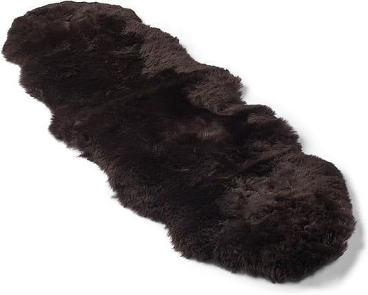 Real Sheepskin Rug 2x6 ft | Sheepskin Rugs for Living Room and Sofa | Bedside Rugs for Bedrooms | Large Fluffy Rug is Breathable & Heat-regulating in Color Chocolate