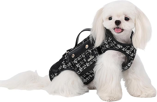 Wakytu Dog Lift Harness Dog Carrier Dog VES Harness Adjustable Dog Leash with Small Puppy Treat Bag（Black,L）