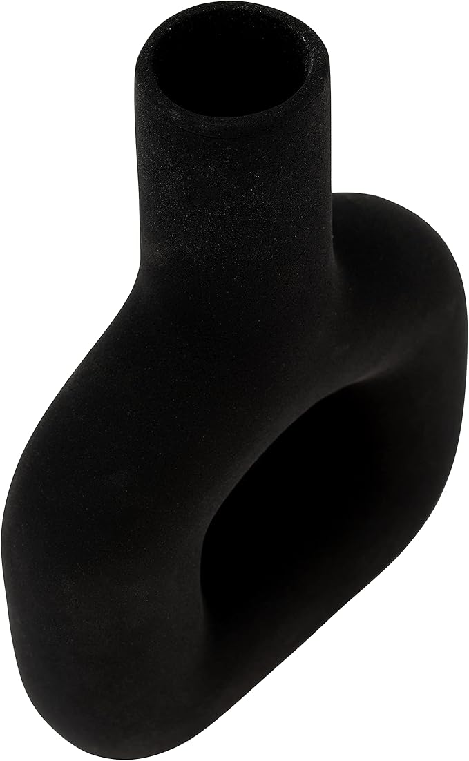 Sagebrook Home Modern Stoneware Vase - Matte Dolomite Decorative Accent for Home, Office & Living Room - Contemporary Minimalist Design - 8" Black
