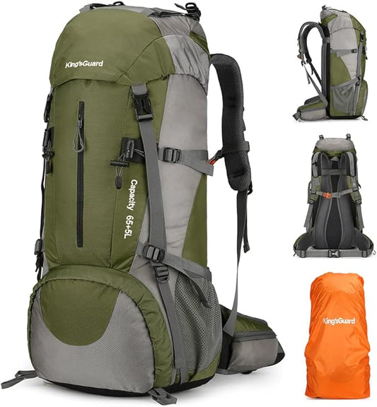 King'sGuard 70L Hiking Backpack with Rain Cover Lightweight Waterproof Travel Camping Backpack Large Backpacking Pack