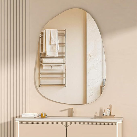 Hasipu Irregular Wall Mirror - 40"x30" Asymmetrical Frameless Mirror, Modern Decorative Mirrors for Living Room, Entryway, Hallway, Bathroom, Bedroom,Wall Mounted Home Decor