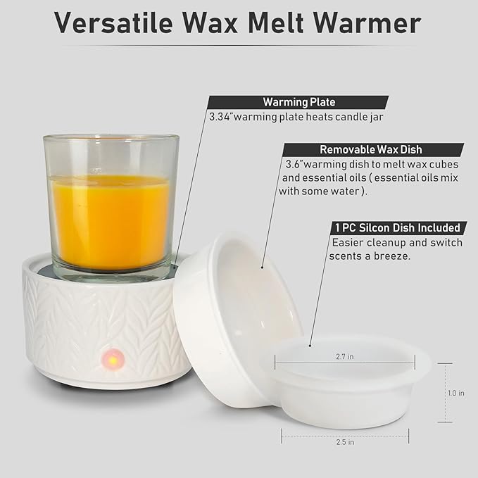 Wax Melt Warmer with Timer-3-in-1 Wax Melter Burner with Silicone Liner, Fragrance Warmer for Scented Candles, Wax Tarts, Essential Oils to Freshen Home Office, Auto Shut Off & Temperature Adjustment