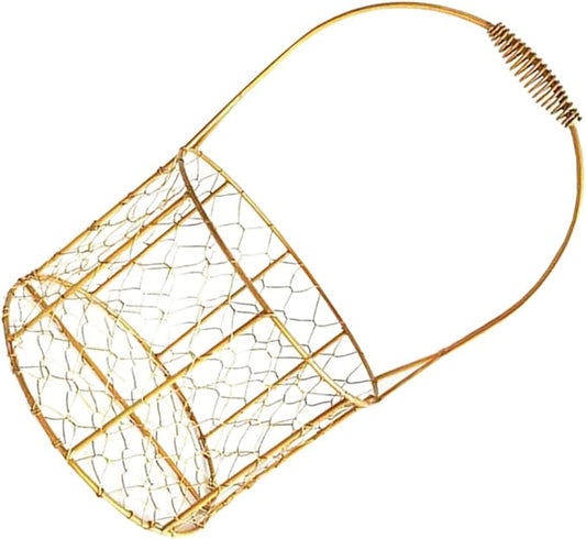 Round Iron Wire Basket with Handle Versatile Storage for Wedding Decorations Home Organization and Party Favors Housewarmings and Special Occasions