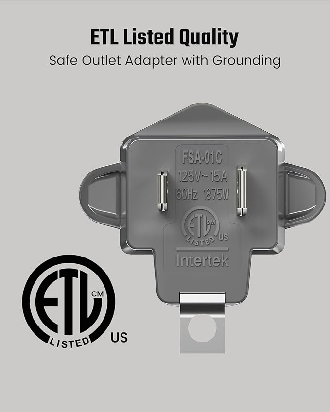 2 Prong to 3 Prong Outlet Adapter, ETL Listed 3-2 Prong Adapter, Fire-Retardant (392℉) PBT Material, Heavy Duty Wall Plug Adapter for Old Homes, Travel to Japan, and Industrial Use, Gray 4-Pack