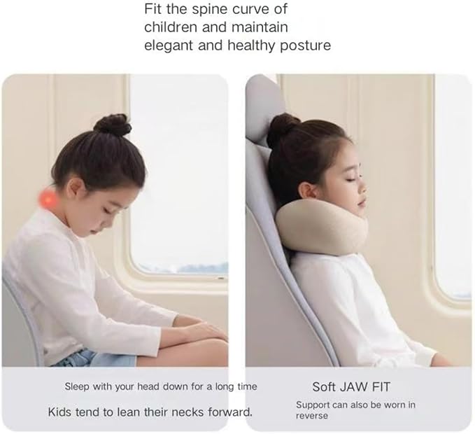 Kids Memory Foam Travel Neck Pillow, 360° Support,Travel U-Shaped Airplane Pillow, Foldable，Suitable for Commuting, Flying, Working, and Living at Home (Smoky Purple)