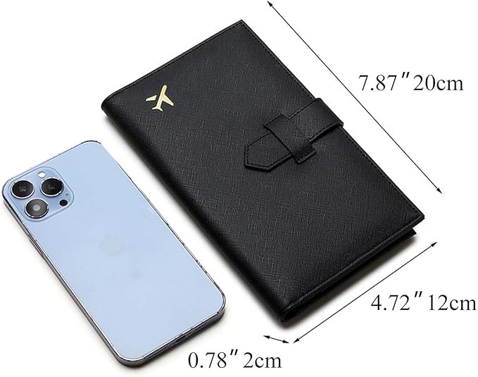 Waterproof Family Passport Organizer with RFID Blocking Genuine Leather Document Holder Card Slots Travel Wallet for Women Men Black (Green)