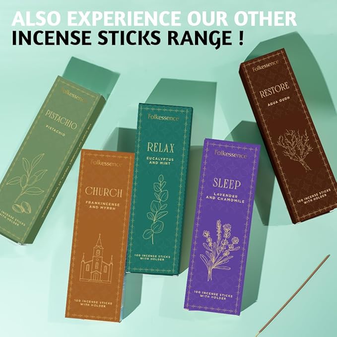 Folkulture Church Incense Sticks with Holder (100 Sticks) |Frankincense & Myrrh Catholic Incense Stick for Prayer, Daily Worship | No Charcoal,Organic,Non Toxic, 45 Mins, Long Burning Insence-Sticks