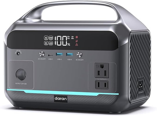 Portable Power Station 90,000mAh LiFePO4 Battery, 350W (Peak 600W) AC Outlets Solar Generator – Power Bank with Multiple Outputs for Emergency, Home, Outdoor & Camping Use