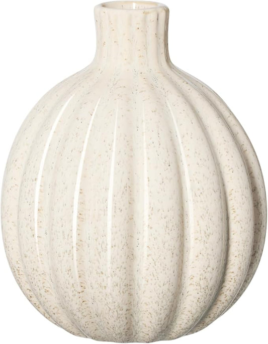 Torre & Tagus Allium Reactive Glaze Ceramic Bud Vase - 5 Inch Small Flower Vase & Small Ceramic Vases for Flowers, Handmade Ribbed Bud Vases for Home Decor & Wedding Decor for Table