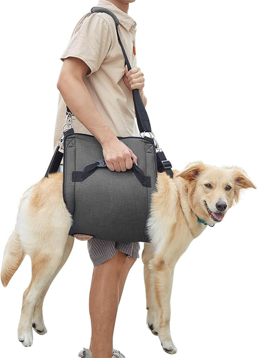 COODEO Dog Carry Sling, Emergency Backpack Pet Legs Support & Rehabilitation Dog Lift Harness for Nail Trimming, Dog Carrier for Senior Dogs Joint Injuries, Arthritis, Up and Down Stairs(2XL, Black)