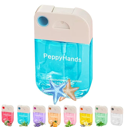PeppyHands Hand Sanitizer, Hand Sanitizer Spray, Hydrating Spray for Hand, Portable Sanitizer spray Set ﻿for Travel Size, 500-Sprays Each Multi-Flavor (Ocean Wind)