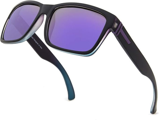 LECKIRUT Vintage Polarized Sunglasses for Men Women Retro Oversized Square Mirror Sun Glasses
