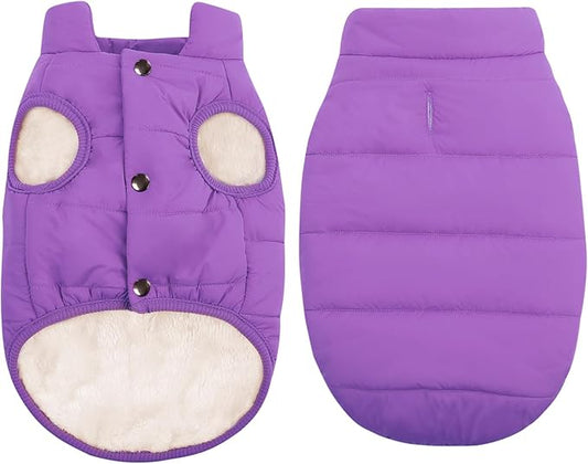 ASENKU Dog Winter Coat - Waterproof Windproof Dog Jacket, Warm Snowproof Doggie Puffer Vest for Cold Weather, Lightweight Snow Coats for Small Medium Large Dogs (Purple, XL)