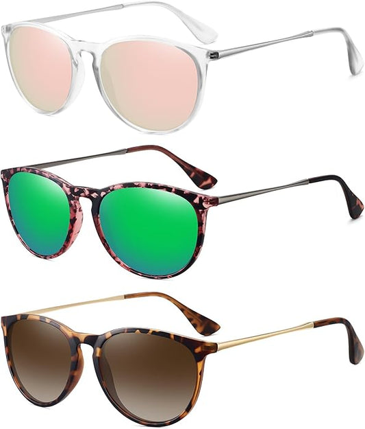 Retro sunglasses womens 2024 trendy round classic glasses