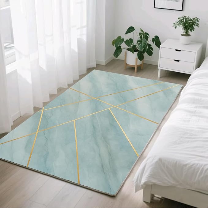 Minimalist Marble Rug - 5x6 Area Rug, Abstract Line Marble Area Rugs, Modern Geometric Carpet, Washable & Non Slip & Soft Rugs Home Decor