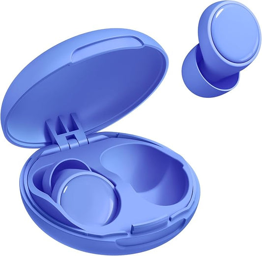 55dB Ear Plugs for Sleeping Noise Cancelling, Noise Reduction Earplugs for Sleep, Snoring, Reusable Noise Cancelling Ear Plugs for Concerts, Work, Airplane, Silicone Sleep Earplugs with 8 Tips Blue