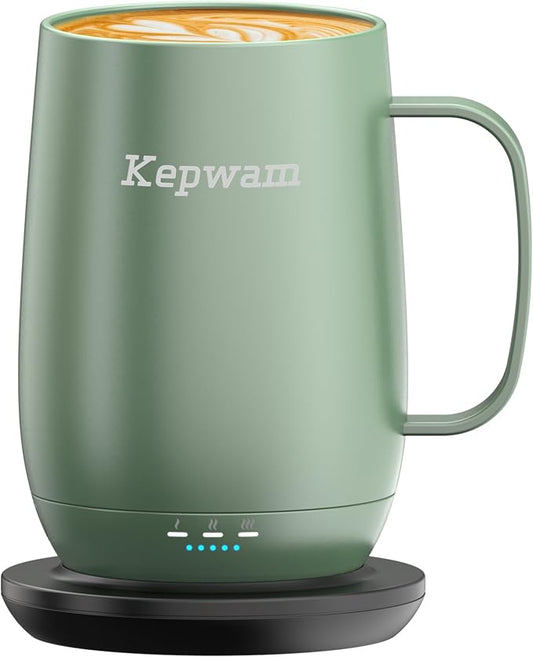 Kepwam Heated Coffee Mug T2-Plus, 20oz Leading Large Capacity Self Heating Coffee Mug, Up to 8 Hrs Battery & Hot Up to 149℉, Smart Coffee Mug for Women, Men